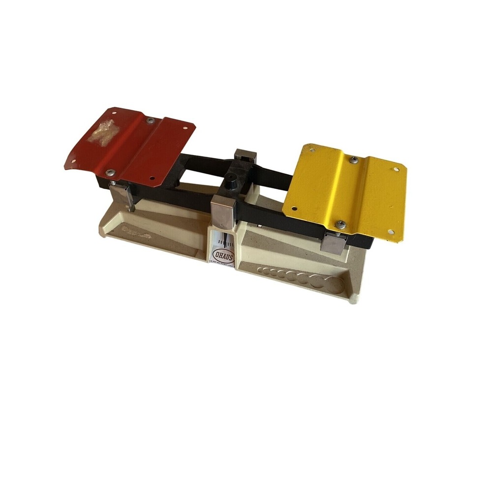 Ohaus‎ Triple Beam Balance Scale With Red & Yellow Plates